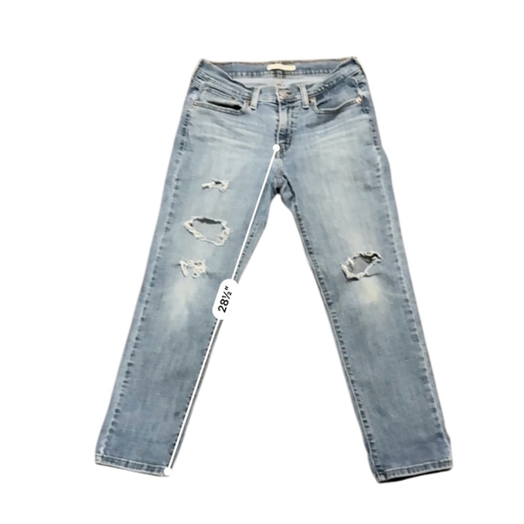 Levi’s Women’s Boyfriend Cropped Medium Wash Distressed Jeans Size 27x27 - Picture 4 of 7